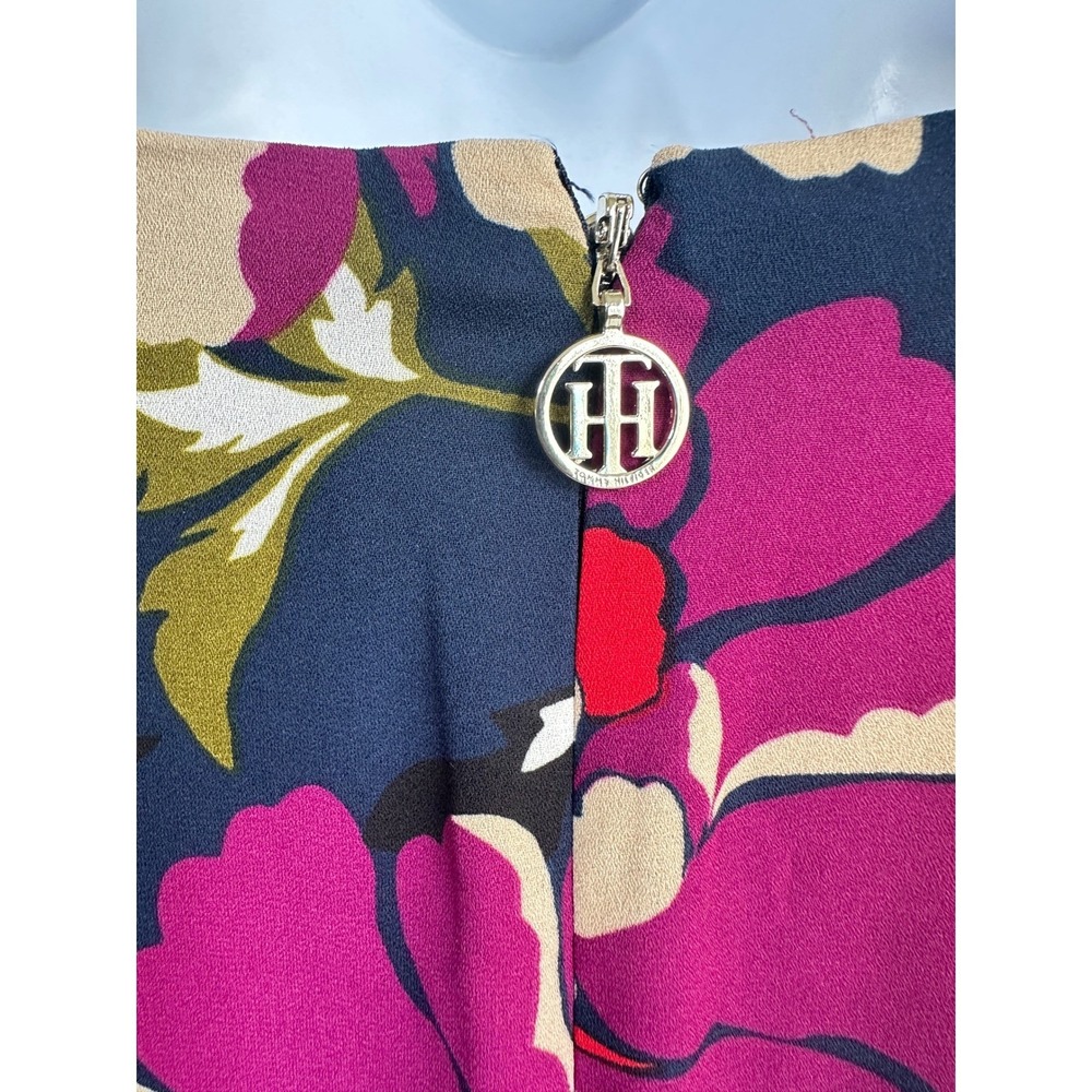 Tommy Hilfiger Chiffon Navy Floral Shift Dress Classic Career Chic Size 10 NWT - Picture 10 of 14